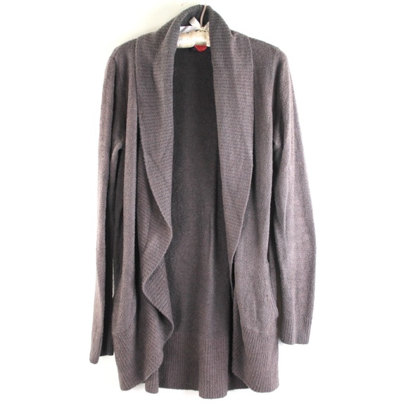 Barefoot Dreams Sweaters - Barefoot Dreams Cozychic Lite Taupe Brown Circle Sweater Cardigan M
